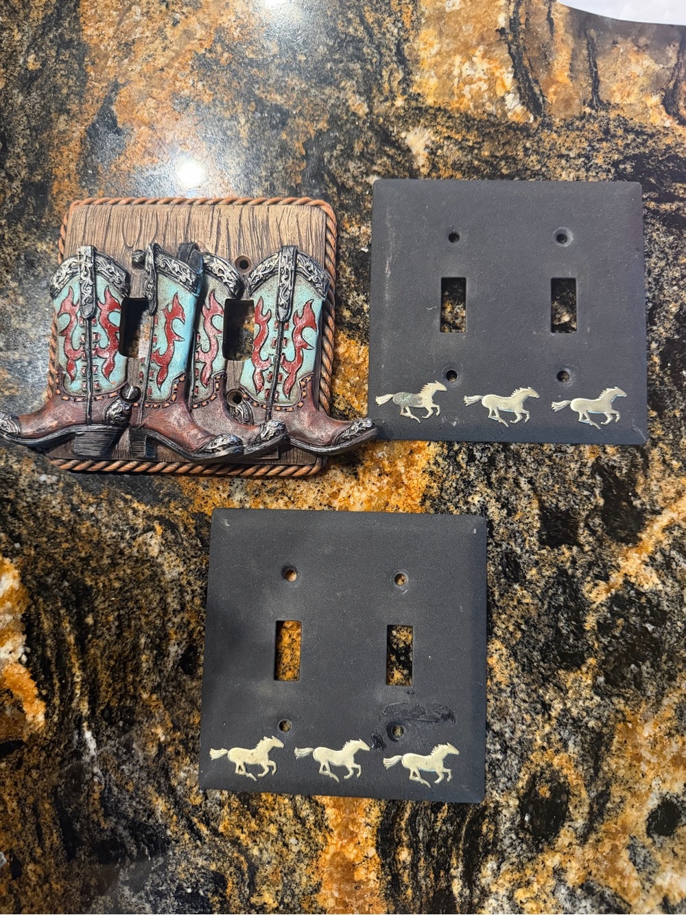 Western Cowboy Boot Light Switch Covers with Horse Motif
